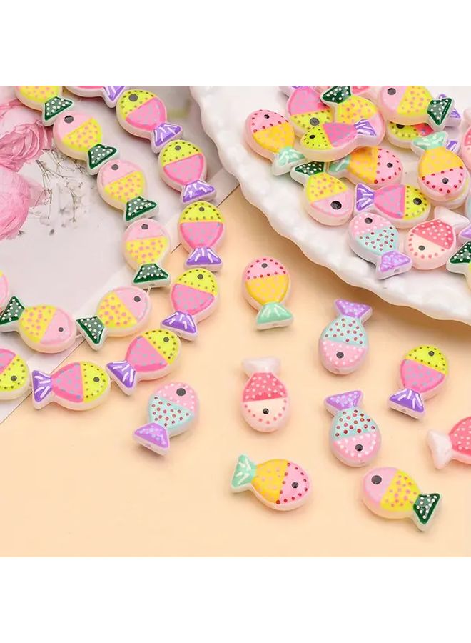 Color 4 Glass Fish Beads For DIY Bracelets Keychains Phone Charms Handmade Accessories - Image 2