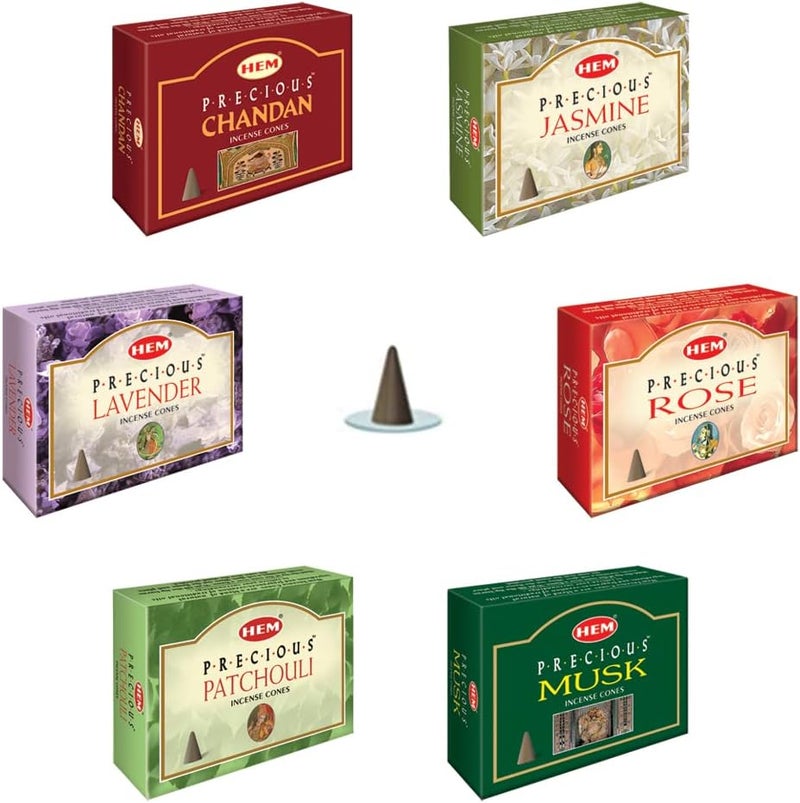 Hem Precious 6 Variant Assorted Incense Dhoop Cone Set - Image 2