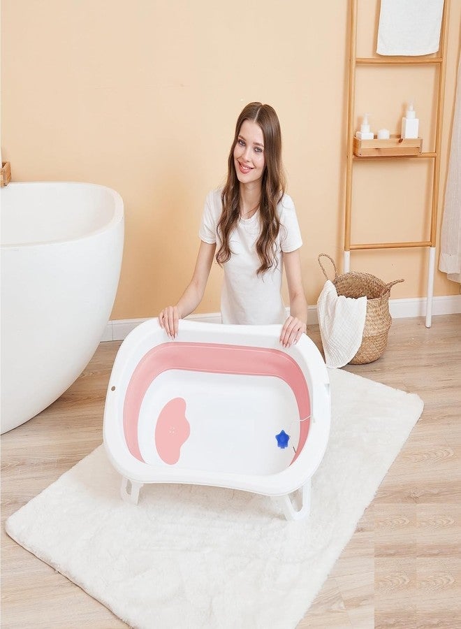 Calyrex حوض استحمام كاليريكس القابل للطي للأطفال الرضع وحتى سن المشي، حوض استحمام محمول للسفر، حوض استحمام متعدد الوظائف مزود بفتحة تصريف، حوض استحمام قابل للطي للأطفال حديثي الولادة من عمر 0 إلى 36 شهرًا - Image 4
