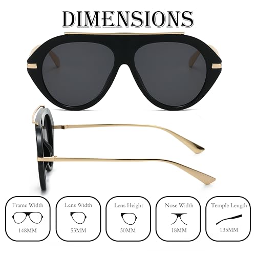 Kursan Oversized Aviator Sunglasses for Women Men - UV400 Protection Retro 70s Gold Vintage Pilot Sun Glasses with HD Anti-Glare Lens (Brown Frame/Brown Lens) - Image 5
