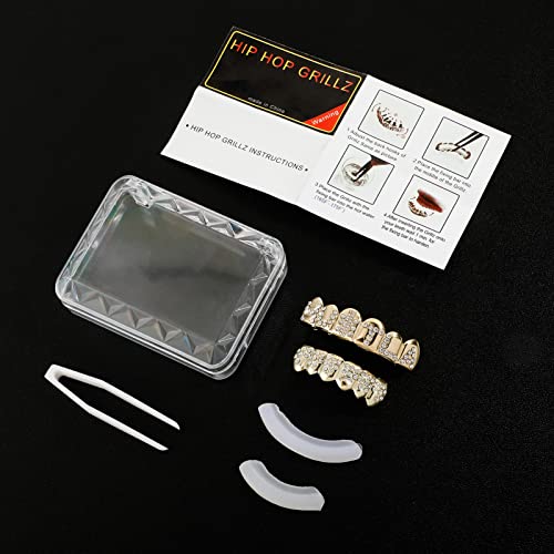 TOPGRILLZ Poker Heart Grills for Your Teeth, Grillz Teeth Men Grillz for Women, 18K Gold Plated Brass with Cubic Zirconia，Hip-Hop Cosplay Costume Accessory(Golden Hustla) - Image 3