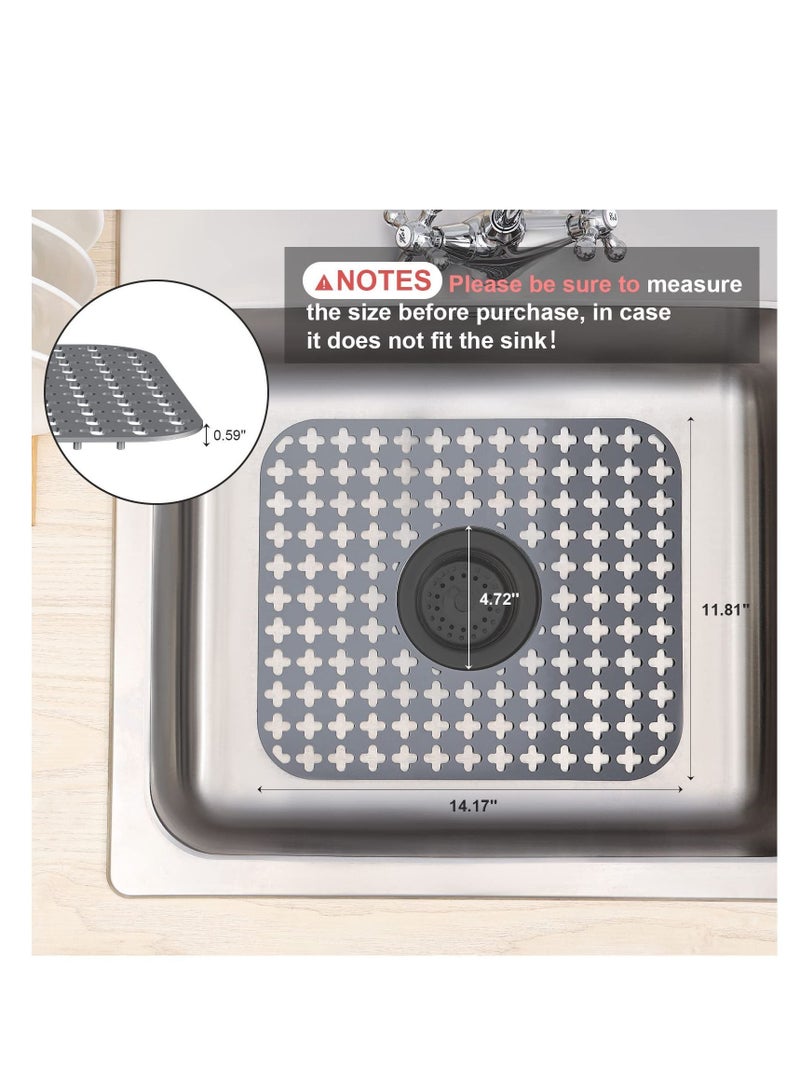 Y&D Sink Mats for Bottom of Kitchen Sink, PVC Eco-friendly Protectors Stainless Steel Quick Draining Dish Drying Mat, Heat Resistant, Dark Grey, 1 PACK [14.17*11.81in] - Image 3