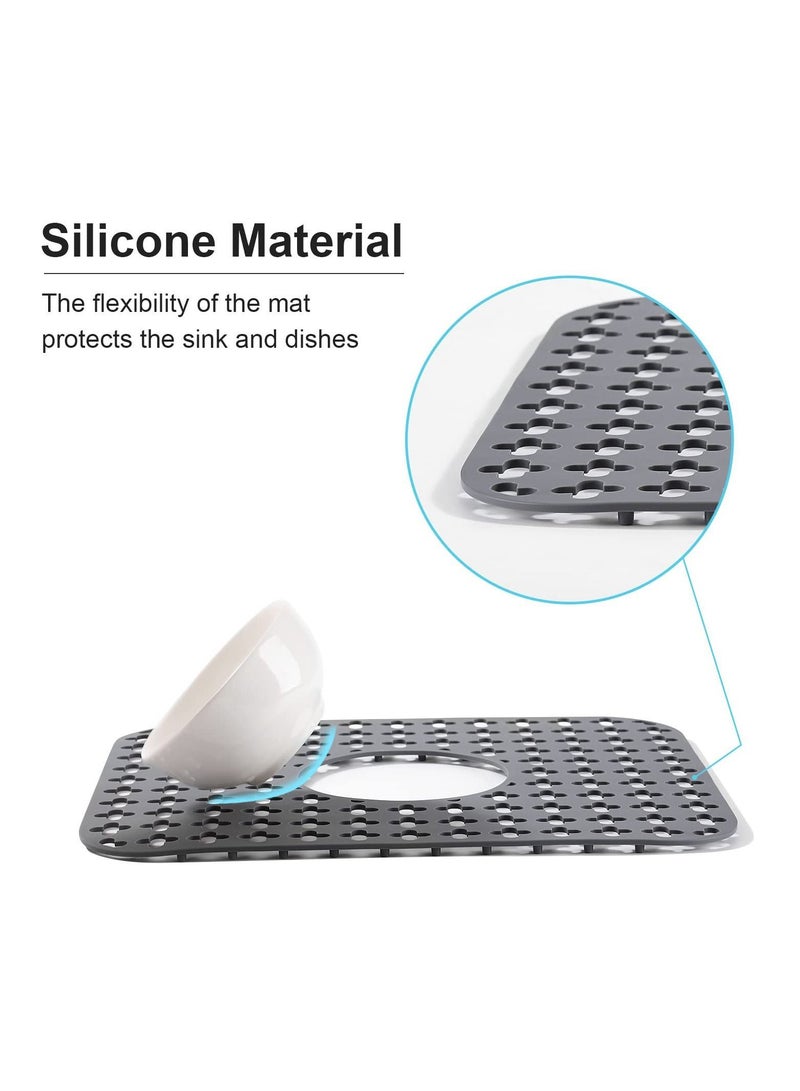 Y&D Sink Mats for Bottom of Kitchen Sink, PVC Eco-friendly Protectors Stainless Steel Quick Draining Dish Drying Mat, Heat Resistant, Dark Grey, 1 PACK [14.17*11.81in] - Image 2