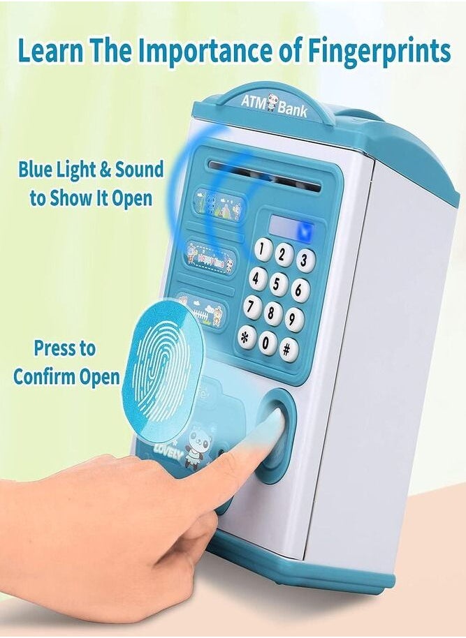 AMERTEER - Interactive Kids ATM Bank Teach Saving Habits with Password Protection Automatic Money Handling and Decorative Lights - Image 1