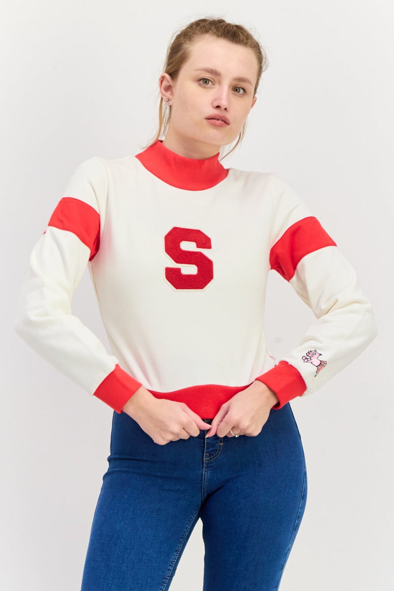 Levi's The Simpsons x Levis Women Mock Neck Textured Sweatshirt, White - Image 1