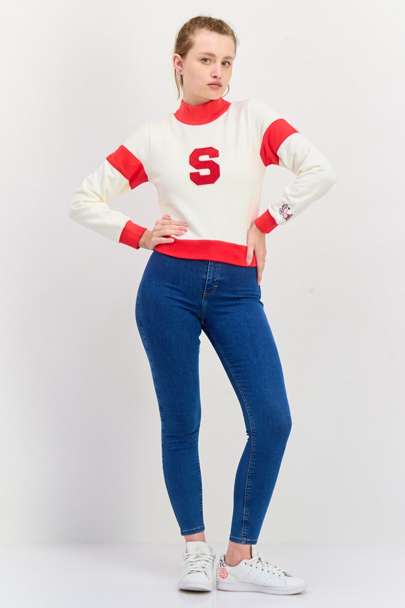 Levi's The Simpsons x Levis Women Mock Neck Textured Sweatshirt, White - Image 3