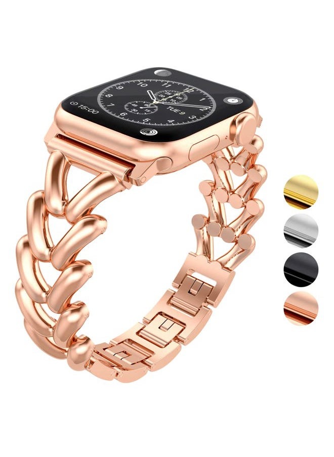 Forever Queen - Stainless Steel Slim Band Suitable for Apple Watch 40mm 44mm 38mm Metal iWatch 8/7/6/5/4/3/2/1/SE/Ultra Series Women Luxury Strap Women and Men, Rose Gold - Image 1