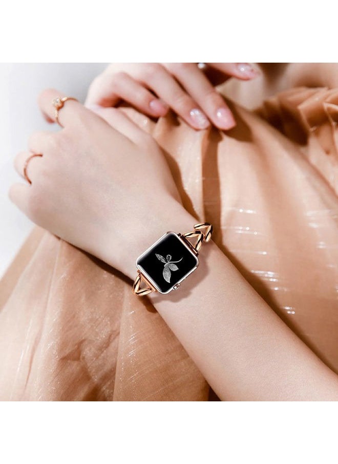 Forever Queen - Stainless Steel Slim Band Suitable for Apple Watch 40mm 44mm 38mm Metal iWatch 8/7/6/5/4/3/2/1/SE/Ultra Series Women Luxury Strap Women and Men, Rose Gold - Image 1