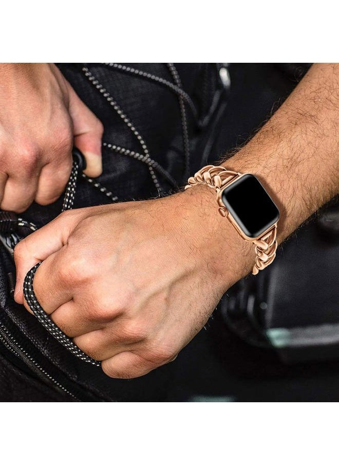 Forever Queen - Stainless Steel Slim Band Suitable for Apple Watch 40mm 44mm 38mm Metal iWatch 8/7/6/5/4/3/2/1/SE/Ultra Series Women Luxury Strap Women and Men, Rose Gold - Image 1
