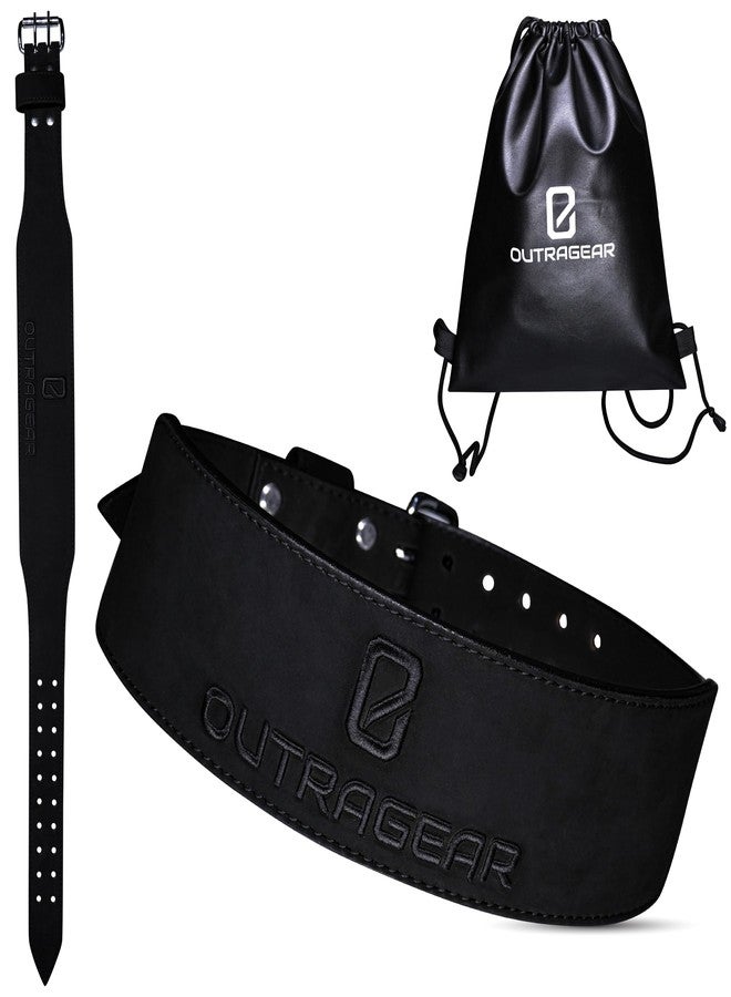 OUTRAGEAR Real Leather Weight Lifting Belt - 7mm Gym Belt for Strength Training - Adjustable Buckle Weight Lifting Belts for Men & Women with Core Back Support - Image 1