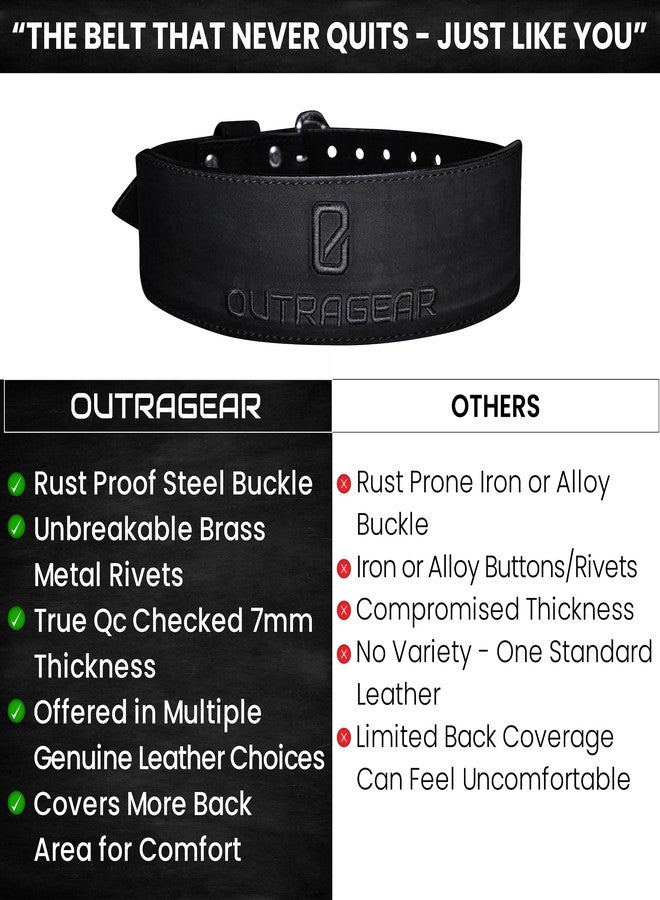 OUTRAGEAR Real Leather Weight Lifting Belt - 7mm Gym Belt for Strength Training - Adjustable Buckle Weight Lifting Belts for Men & Women with Core Back Support - Image 4