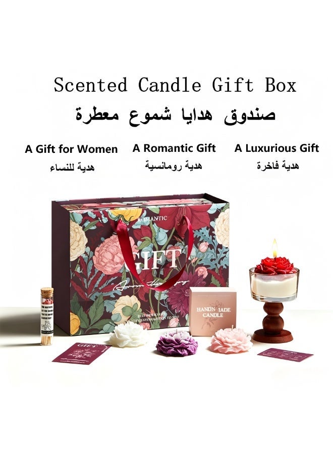 مجموعة شموع معطرة فاخرة 9 قطع، هدية مثالية للنساء، شموع عطرية للاسترخاء والديكور المنزلي بأجواء رومانسية، شمع صويا يدوي مع علبة فاخرة وأعواد إشعال - Image 1