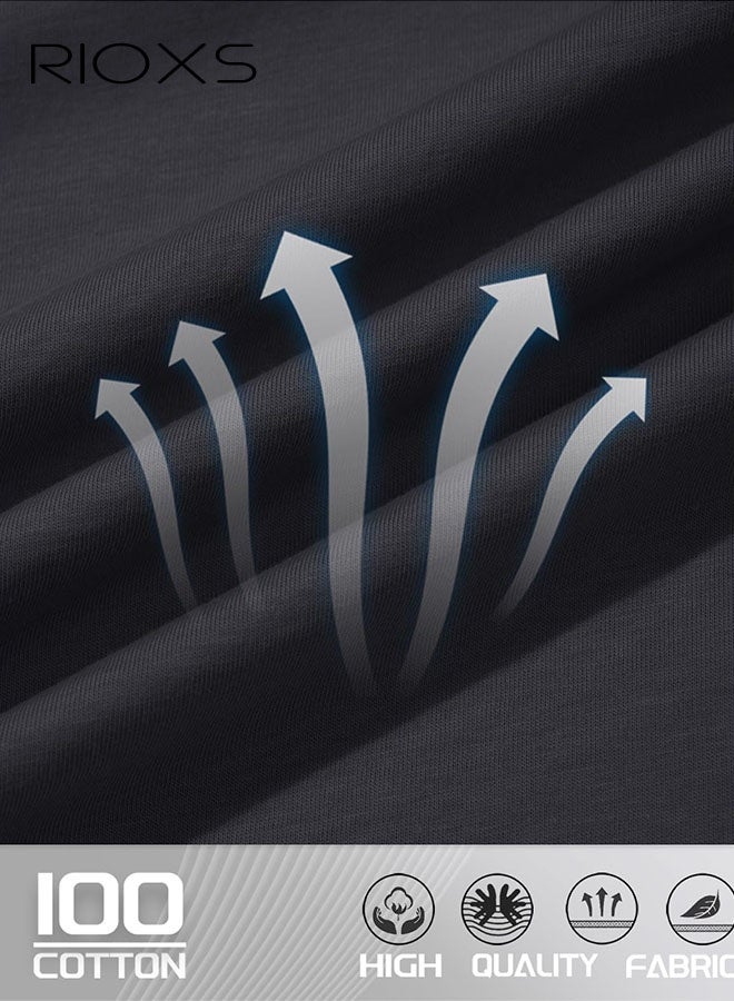 RIOXS Men's T-Shirt, Classic Round Neck Long Sleeve Tops for Men, Soft Cotton Tshirt, Basic Male Pullover Tops, Comfortable Bottom Casual T-Shirts, Black Versatile Tee Shirt, for Daily Wear, Casual, Work, Street, Walking - Image 4