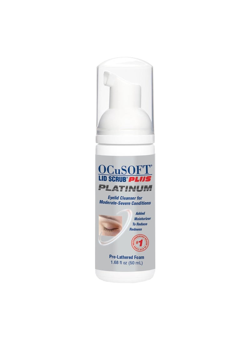OCuSOFT - OCuSOFT Lid Scrub PLUS Platinum Extra Strength Foaming Eyelid Cleanser - Leave-On Eyelid & Eyelash Cleanser with Phytosphingosine to Remove Oil, Dirt & Makeup -1.68 fl oz - Image 1