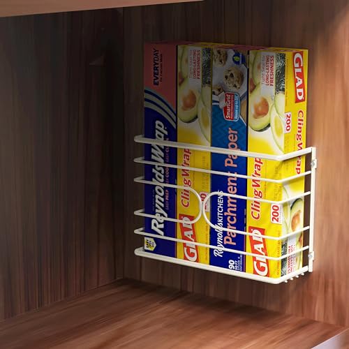 Deco Brothers Wall Mount Kitchen Wrap Organizer Rack, White - Image 3