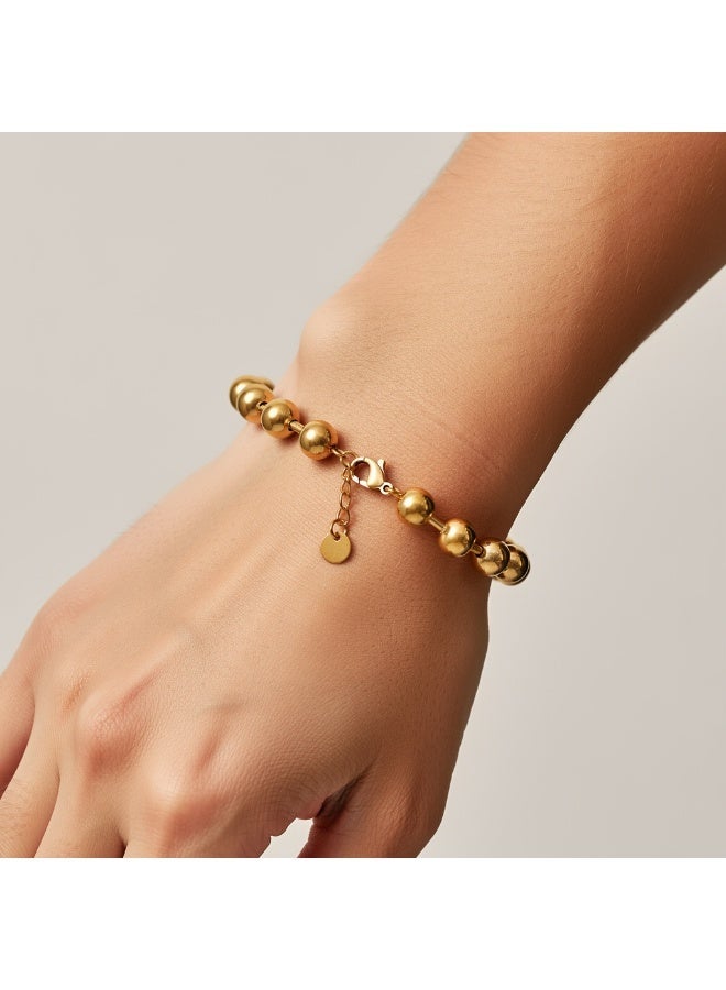 AMETOER 18K Gold Plated Fashionable Bracelet for Women | Colorfast Stainless Steel Beaded Chain Jewelry - Image 2