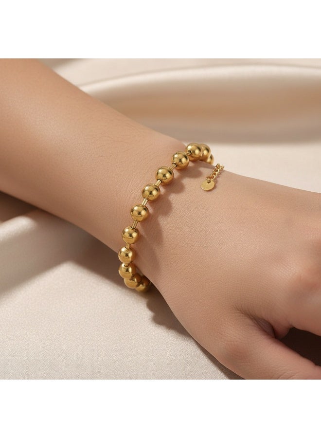 AMETOER 18K Gold Plated Fashionable Bracelet for Women | Colorfast Stainless Steel Beaded Chain Jewelry - Image 3