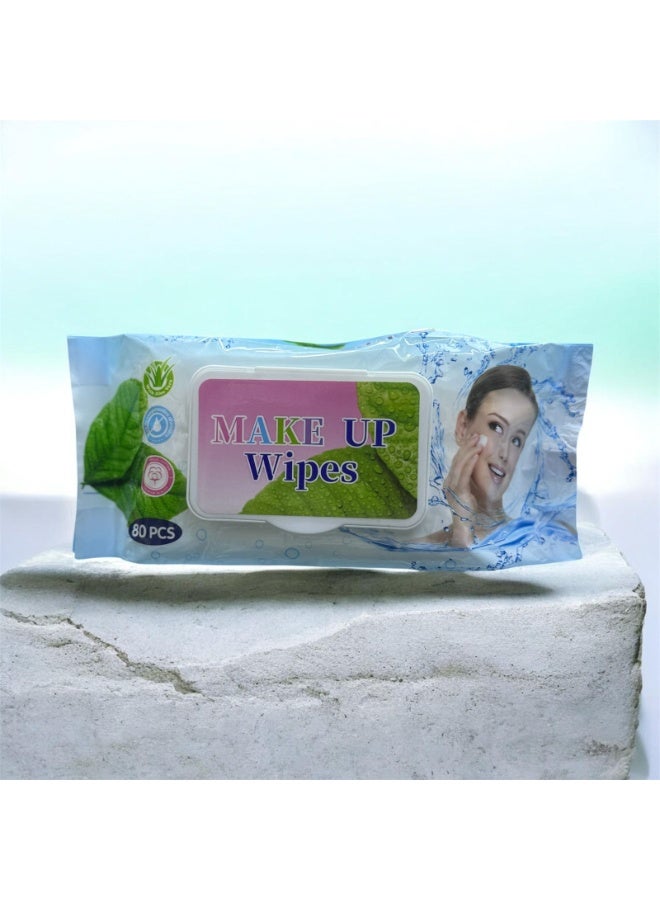 مناديل إزالة المكياج بالصبار – مناديل تنظيف لطيفة ومرطبة بغطاء قابل للإغلاق (80 قطعة)
