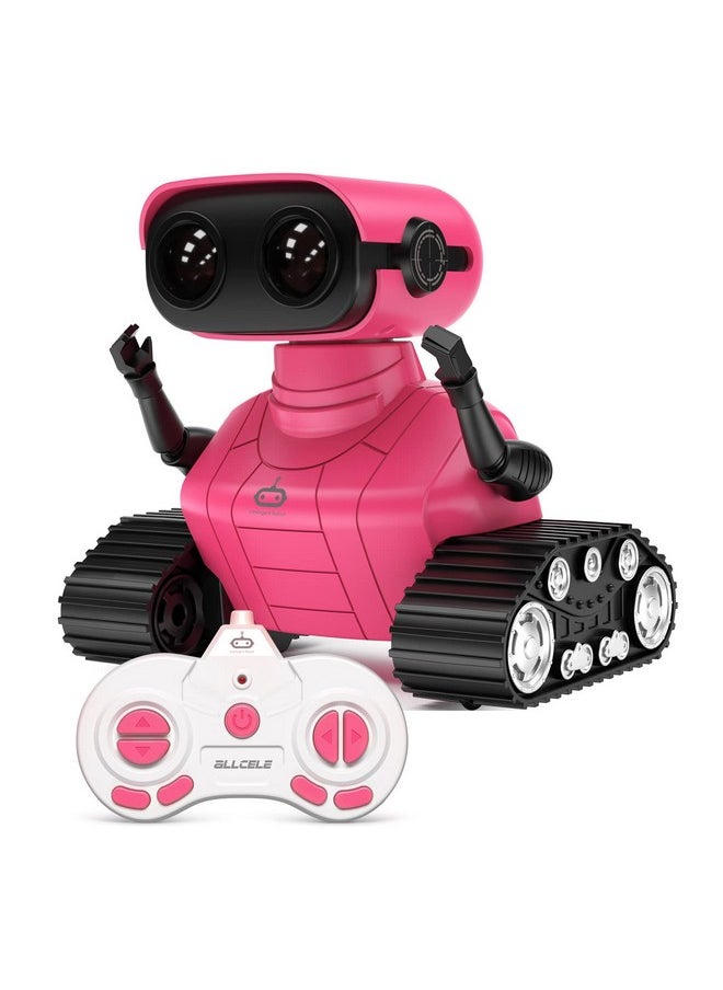 ALLCELE ALLCELE Robot Toys, Rechargeable RC Robots for Kids Boys, Remote Control Toy with Music and LED Eyes, Gift for Children Age 3 Years and Up - Rose Red  - Image 1