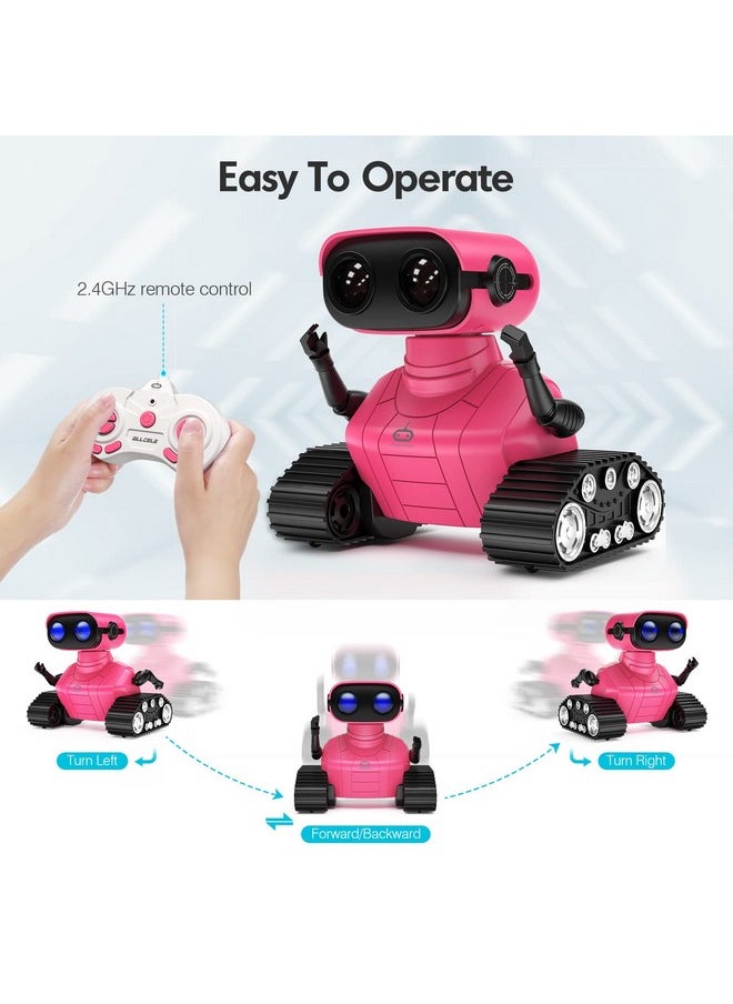 ALLCELE ALLCELE Robot Toys, Rechargeable RC Robots for Kids Boys, Remote Control Toy with Music and LED Eyes, Gift for Children Age 3 Years and Up - Rose Red  - Image 3