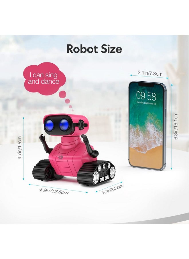 ALLCELE ALLCELE Robot Toys, Rechargeable RC Robots for Kids Boys, Remote Control Toy with Music and LED Eyes, Gift for Children Age 3 Years and Up - Rose Red  - Image 5
