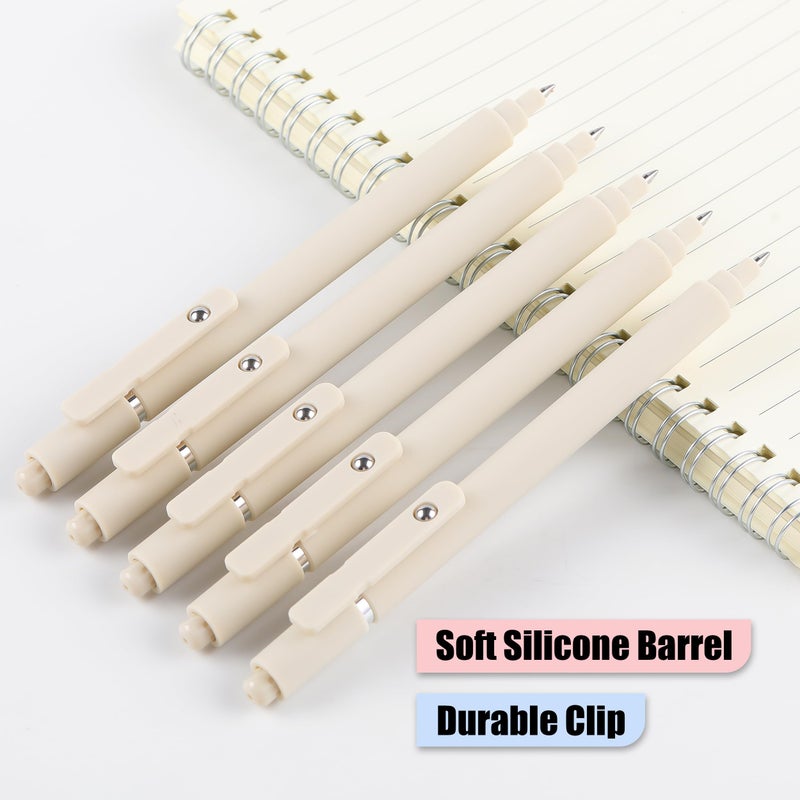 RIANCY Aesthetic Pens Beige Pens 5Pcs 0.5mm Quick Dry Black Ink Gel Pens Fine Point Smooth Writing Cute Pen Japanese Stationary Home Work Essentials Nurse School Gifts Office Supplies - Image 5