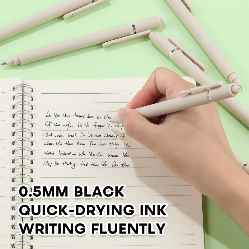 RIANCY Aesthetic Pens Beige Pens 5Pcs 0.5mm Quick Dry Black Ink Gel Pens Fine Point Smooth Writing Cute Pen Japanese Stationary Home Work Essentials Nurse School Gifts Office Supplies - Image 3