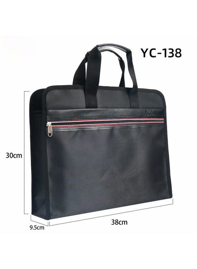 HELPS A4 Satchel Document Bag Customized Large-capacity Multi-functional Document Bag Oxford Cloth Double Zipper Information Conference Briefcase - Image 1