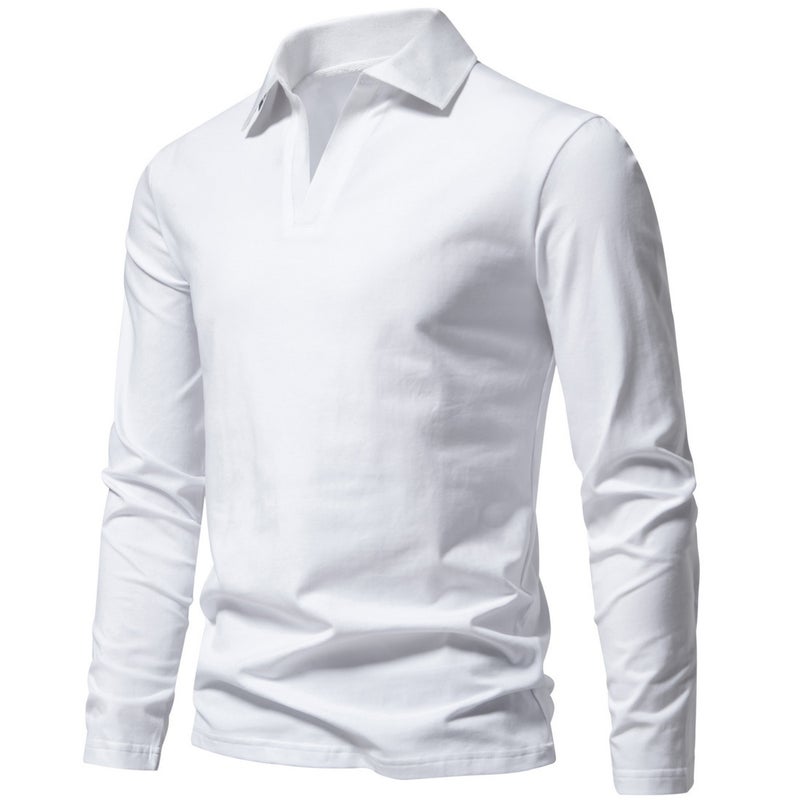 ريترو 2023 الخريف أسلوب جديد V-Neck Lapel T-shirt طويل الأكمام قميص قاع 1812-yt237 P45 - Image 1