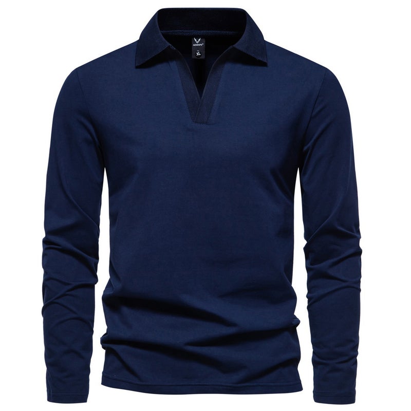 ريترو 2023 الخريف أسلوب جديد V-Neck Lapel T-shirt طويل الأكمام قميص قاع 1812-yt237 P45 - Image 4
