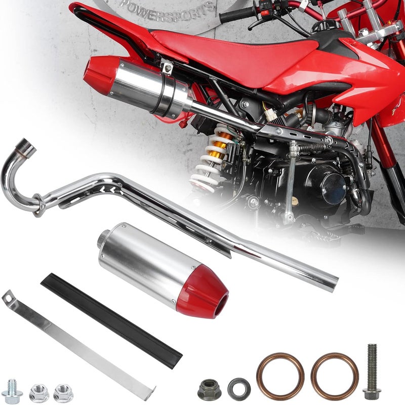 MTATCN 28mm Exhaust Muffler Silencer Pipe Assembly for CRF50 XR50 GY6 70cc 110cc 125cc Dirt Bikes - Red - Image 1