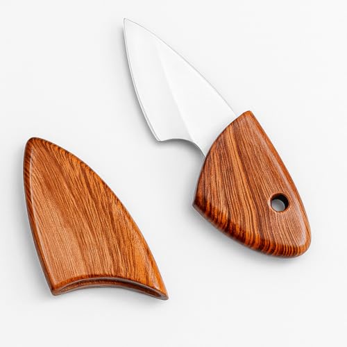 Machado Leaf Shape Handmade Mini Stainless Steel Pocket Knife with Sheath - Portable Outdoor Short Fish Cutter, Keychain Polypropylene Pocket Knives for Camping Kitchen & Gifting - (6.10 Inch) - Image 1
