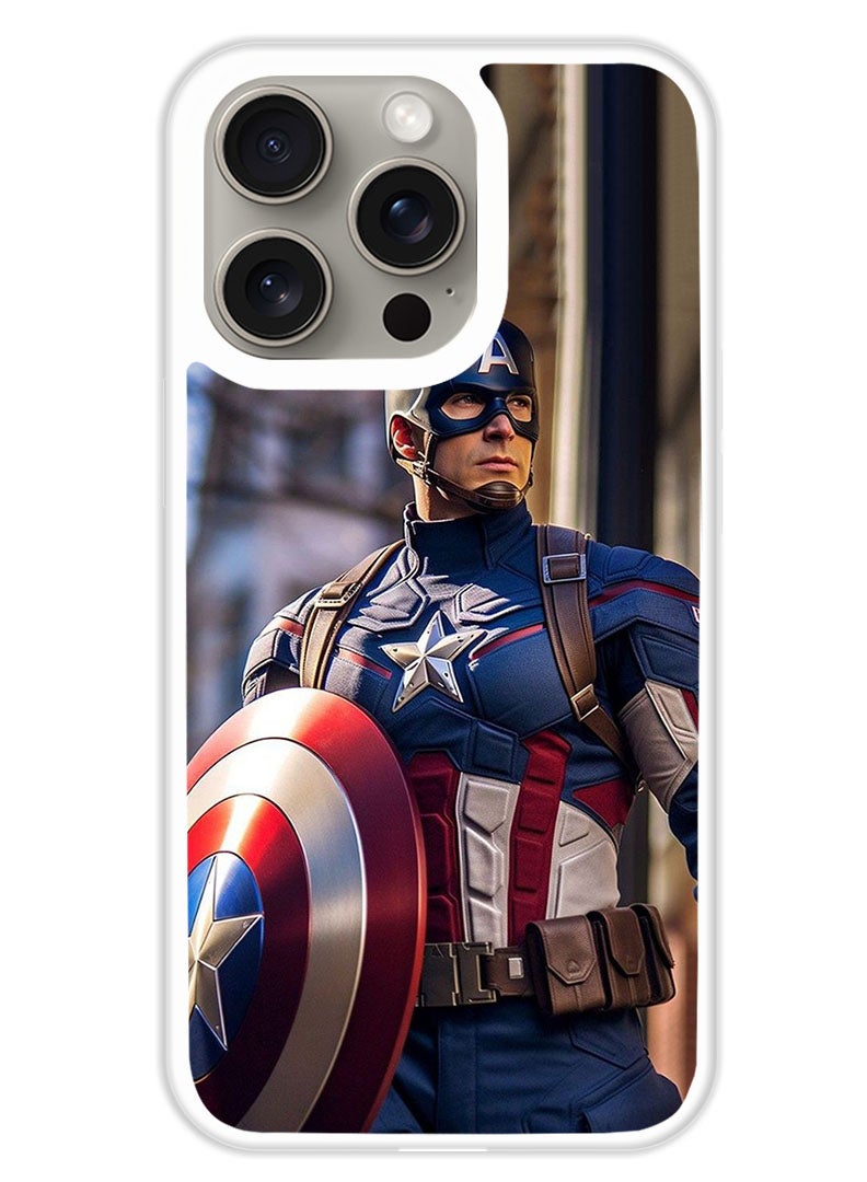 Theodor Protective Case Cover For APPLE IPHONE 15 Pro Captain America 2 (White Bumper) - Image 1