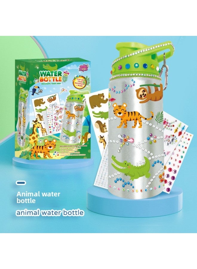 Kettle Water Cup Children's DIY Animal Dinosaur Theme Diamond Water Bottle Toy-Color:Sticker Diamond Water Bottle-Animals  - Image 1