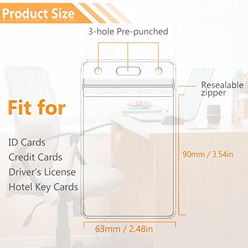 Beieverluck 100 Pack Retractable Badge Reel Clips with 100 Pack Vertical ID Card Holders Retractable Badge Holders with Clip ID Badge Clips with Name Card Holder for Nurses Office School,Black - Image 3