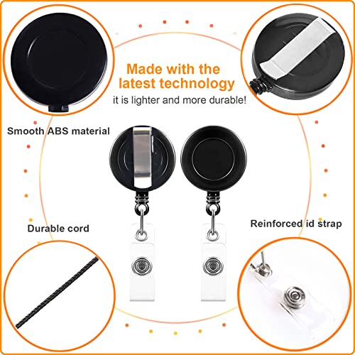 Beieverluck 100 Pack Retractable Badge Reel Clips with 100 Pack Vertical ID Card Holders Retractable Badge Holders with Clip ID Badge Clips with Name Card Holder for Nurses Office School,Black - Image 4