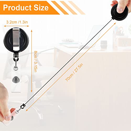 Beieverluck 100 Pack Retractable Badge Reel Clips with 100 Pack Vertical ID Card Holders Retractable Badge Holders with Clip ID Badge Clips with Name Card Holder for Nurses Office School,Black - Image 2