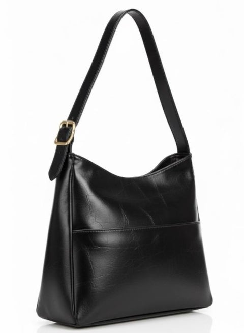 Stylish Black Shoulder Bag for Women – Classic Elegant Handbag Perfect for University & Work – Fashion Statement Accent