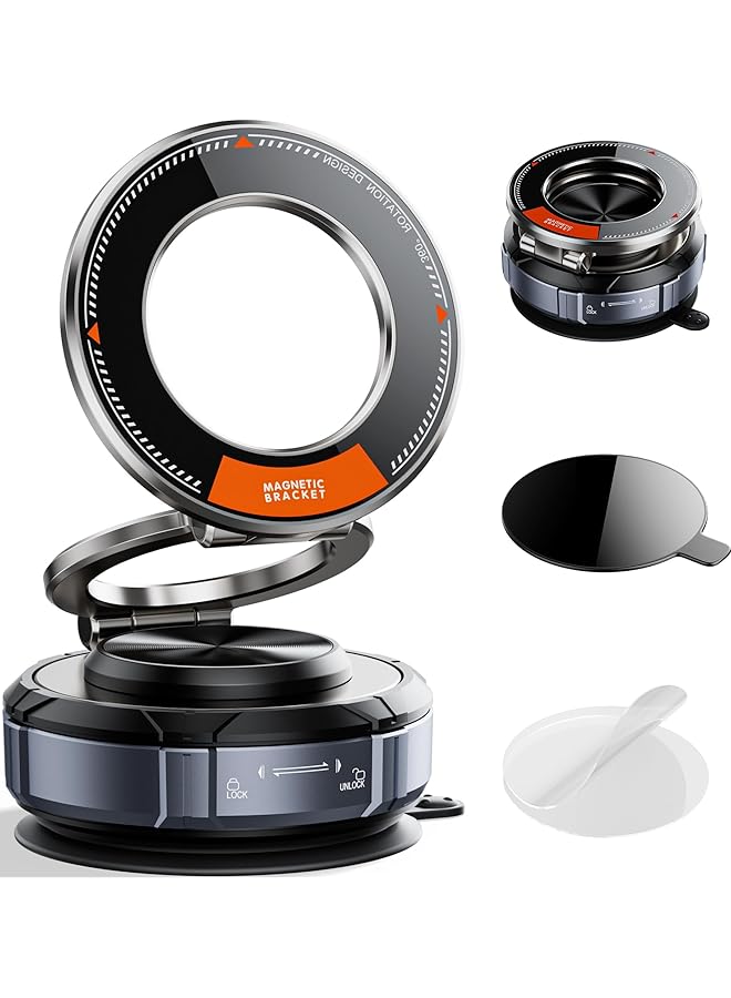 S-TOP Upgraded 360° Rotatable Suction Cup Car Phone Mount – 98 LBS Ultra Strong Vacuum Magnetic Mag-Safe Compatible Holder, Zinc Alloy Stand for iPhone 12-17 Series & Android Phones - Image 1