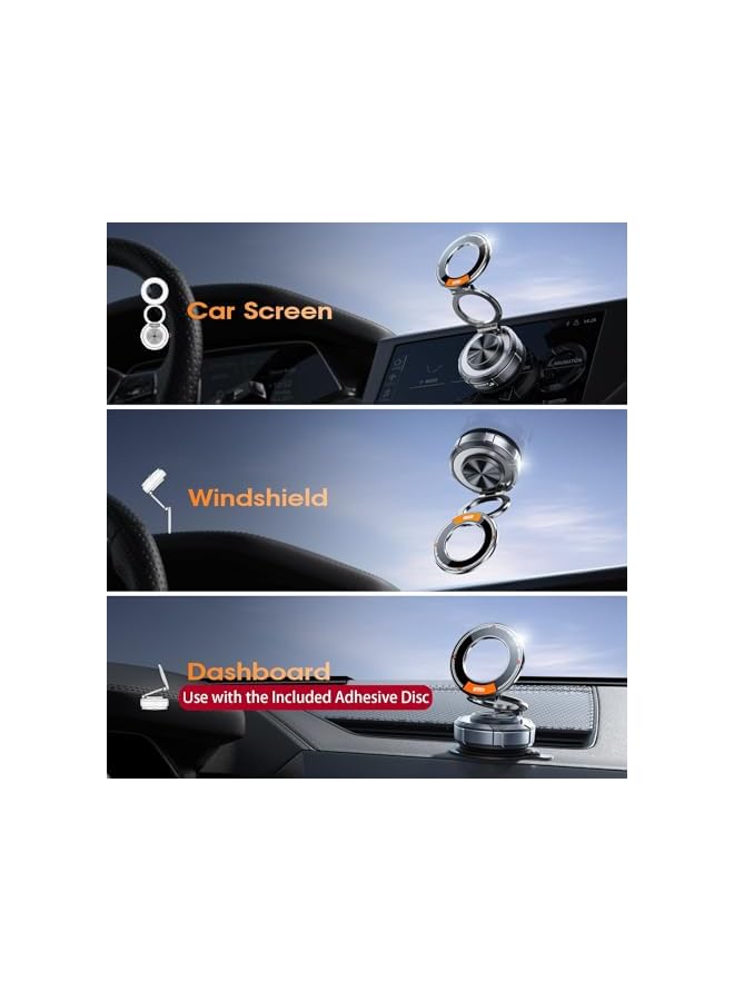 S-TOP Upgraded 360° Rotatable Suction Cup Car Phone Mount – 98 LBS Ultra Strong Vacuum Magnetic Mag-Safe Compatible Holder, Zinc Alloy Stand for iPhone 12-17 Series & Android Phones - Image 2