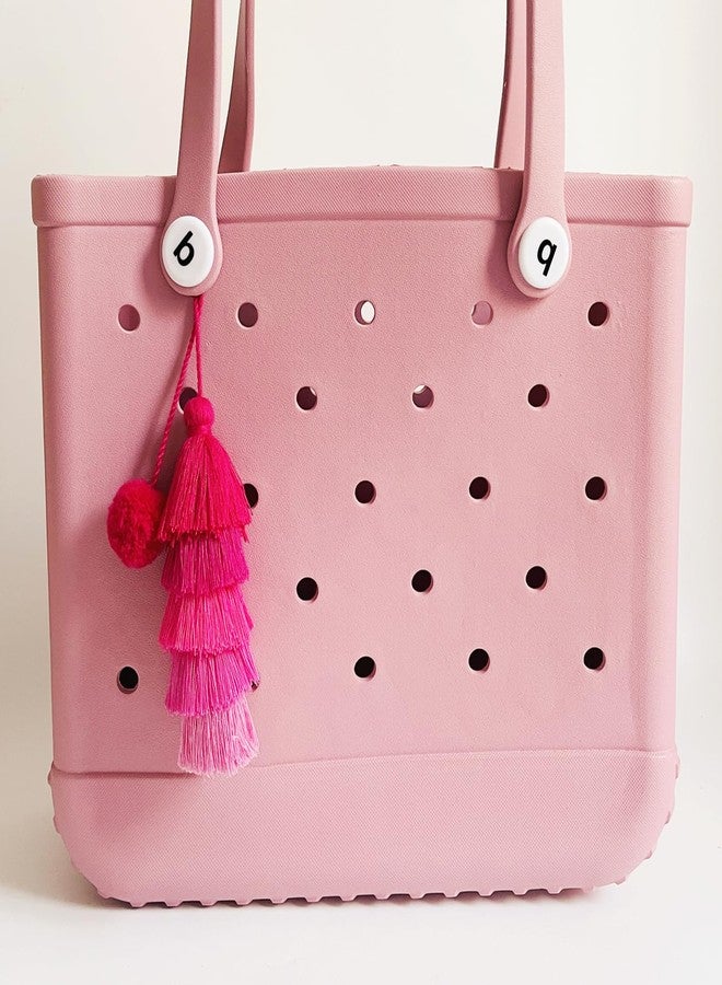 QTMY Pink Pom Pom Tassel Charms for Bogg Bag Accessories Rubber Beach Bag, Boho Purse Charms,05 - Image 4