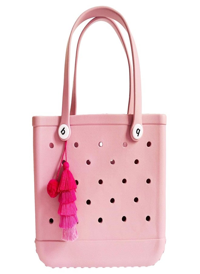 QTMY Pink Pom Pom Tassel Charms for Bogg Bag Accessories Rubber Beach Bag, Boho Purse Charms,05 - Image 1