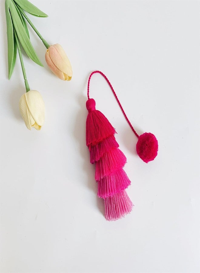 QTMY Pink Pom Pom Tassel Charms for Bogg Bag Accessories Rubber Beach Bag, Boho Purse Charms,05 - Image 2