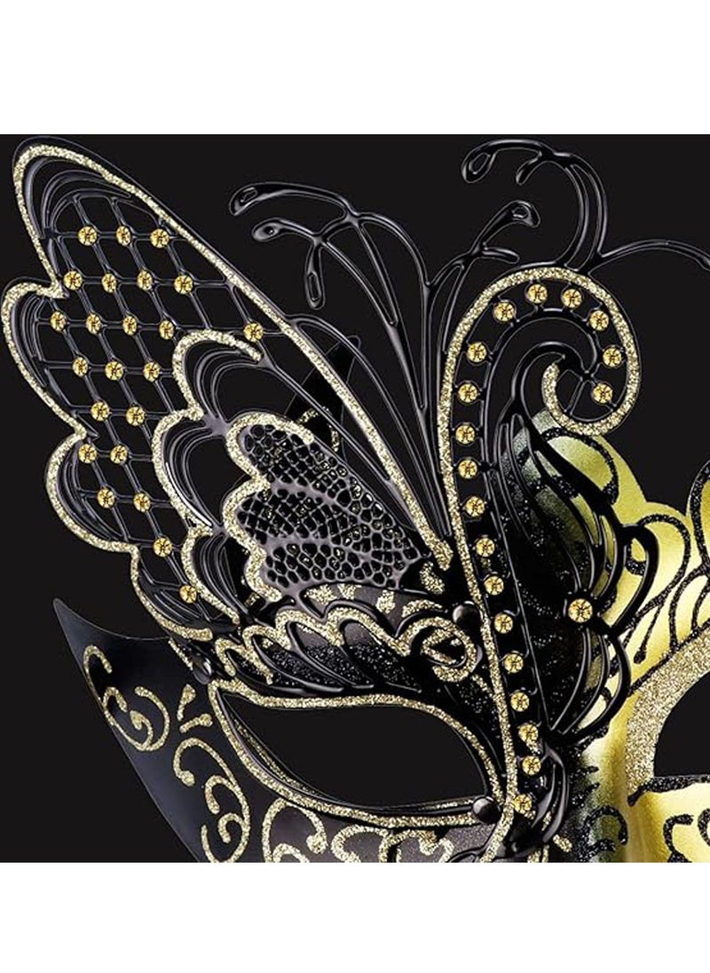 Women's Fancy Dress Mask Venetian erfly Women//Carnival/Party/Prom/Wedding (Gold/Black erfly)  - Image 5
