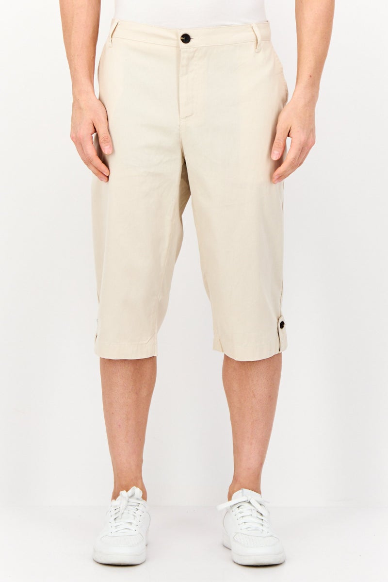 DeFacto شورتات تشينو صلبة للرجال، بيج - Image 1