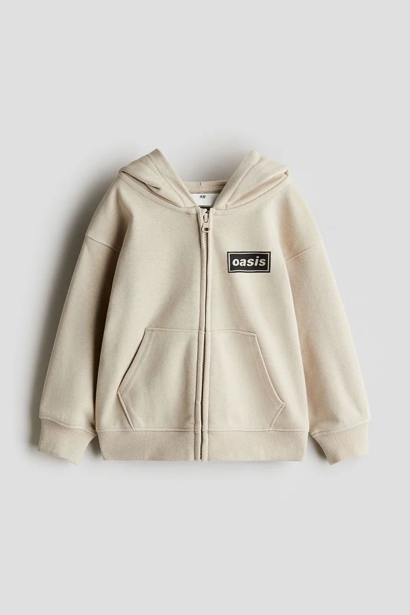 اتش اند ام Printed zip-through hoodie