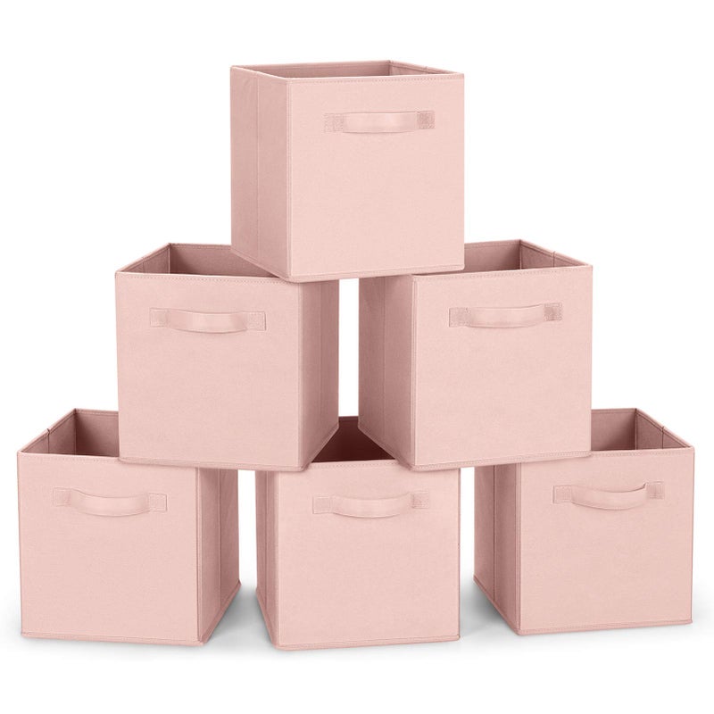 MaidMAX Fabric Storage Bins 10.5Ã—10.5Ã—11, Foldable Cloth Cube Storage Bins for Home Bedroom Closet Drawers Organizer, Pink, Set of 6 - Image 1