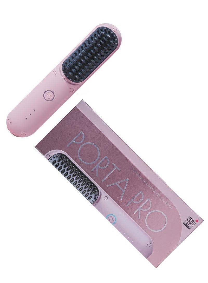 JOMILA Mini Cordless Hair Straightener Brush Portable Hair Straightener Comb with USB Rechargeable Feature, Negative Ion Hair Straightener Brush for women Anti-Scald & Auto-Off Pink - Image 5