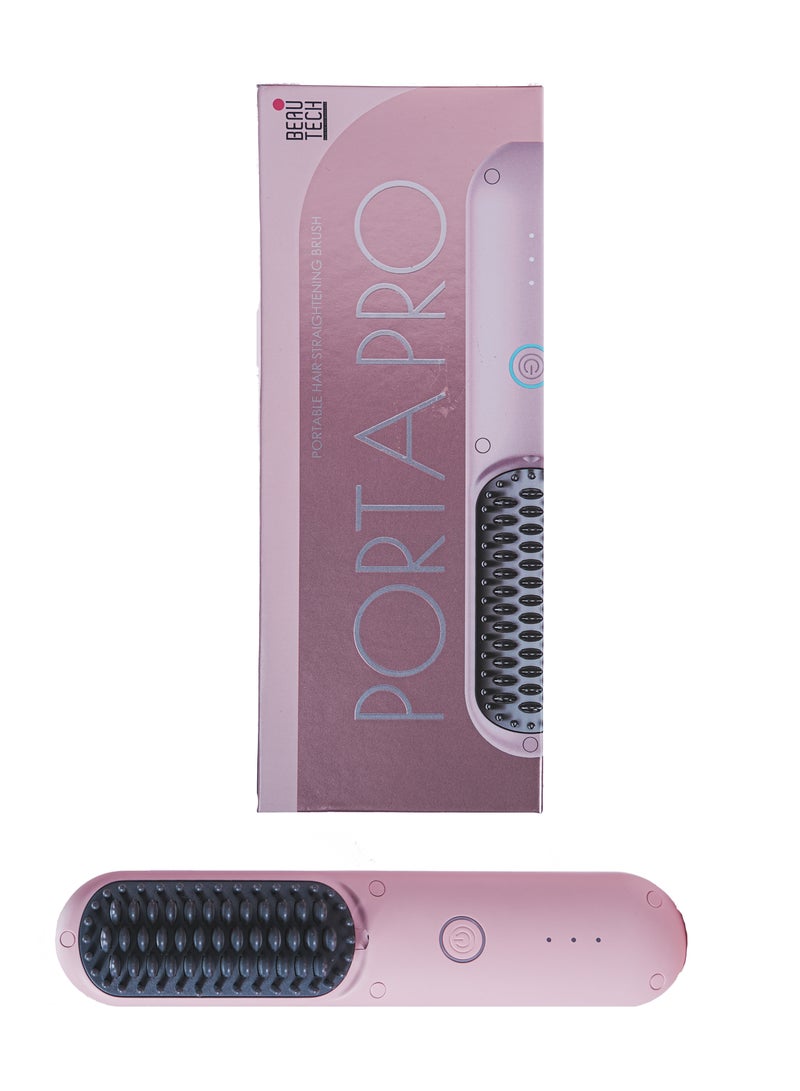 JOMILA Mini Cordless Hair Straightener Brush Portable Hair Straightener Comb with USB Rechargeable Feature, Negative Ion Hair Straightener Brush for women Anti-Scald & Auto-Off Pink - Image 2