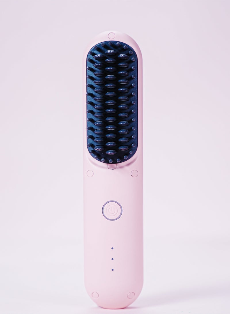 JOMILA Mini Cordless Hair Straightener Brush Portable Hair Straightener Comb with USB Rechargeable Feature, Negative Ion Hair Straightener Brush for women Anti-Scald & Auto-Off Pink - Image 4